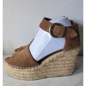 Espadrille MARC FISHER MLALIDA $170 Brown Rust Suede Platform Espadrille Size 7